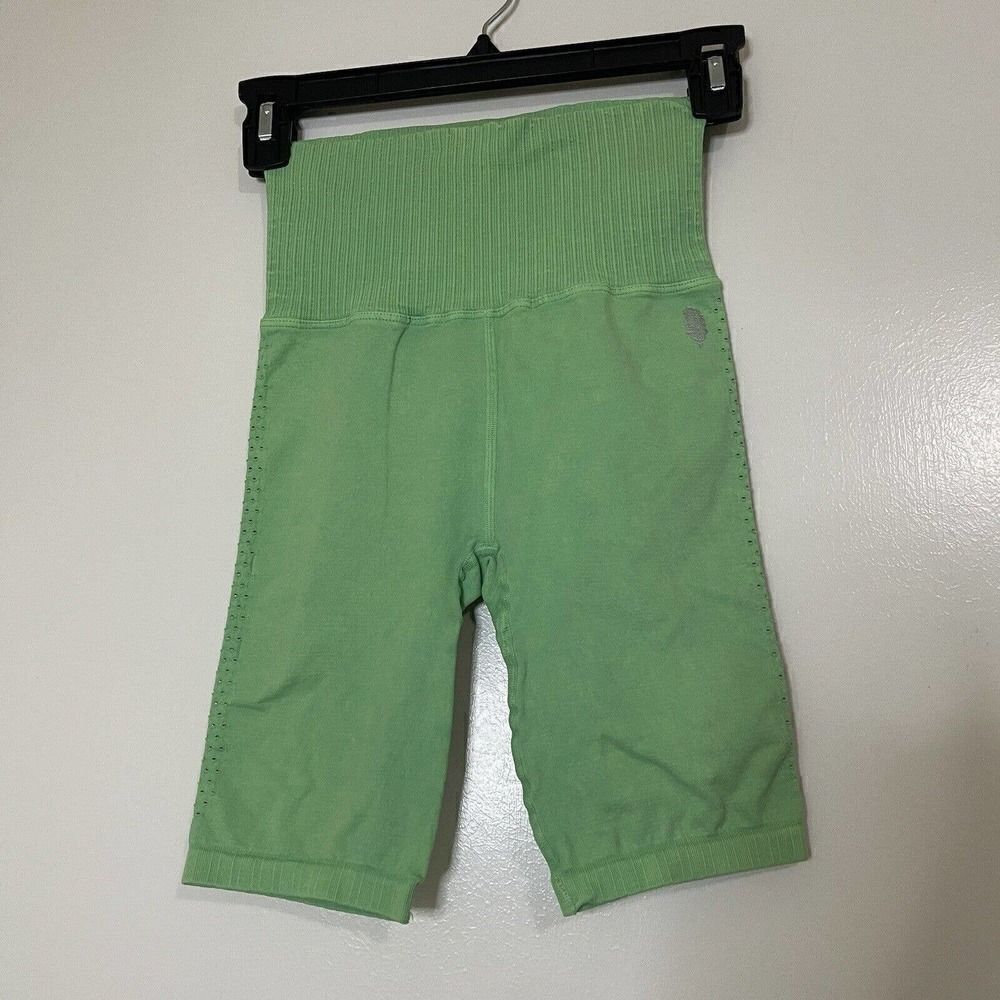 Free people FP movement High waist Seamless ribbed Bike shorts Green size XS